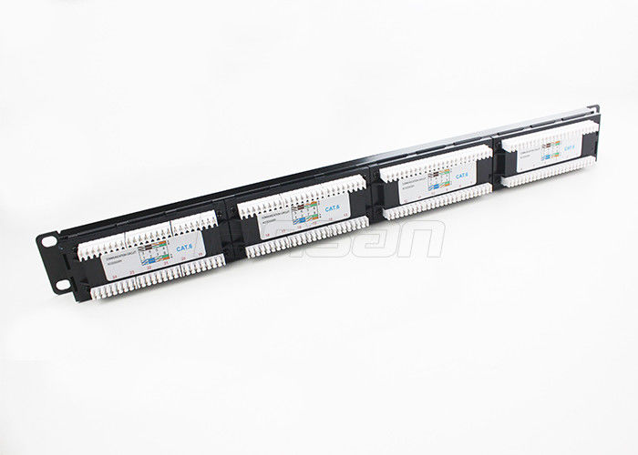 Network Cable Assembly Black UTP/FTP Keystone Jack Cat6 Patch Panel 24 Port