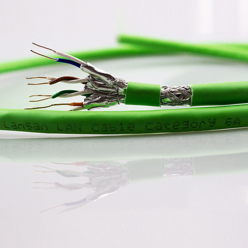 Trans Cable Transmission Double Shielded Cat6A Cable , AL Foil+ Braiding Network ...