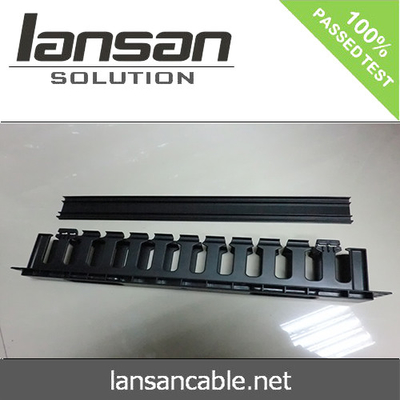 Black 19 Inch Horizontal Cable Management High Density 1U Plastic Cable Management