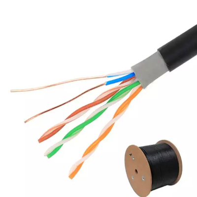 Outdoor Cat6 UTP Cable Bare Copper 4 Pairs Twisted PVC PE Double Jacket
