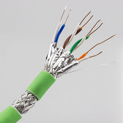 Ethernet SFTP 23AWG Cat6a Network Cable Al Foil Shielded Copper Braiding