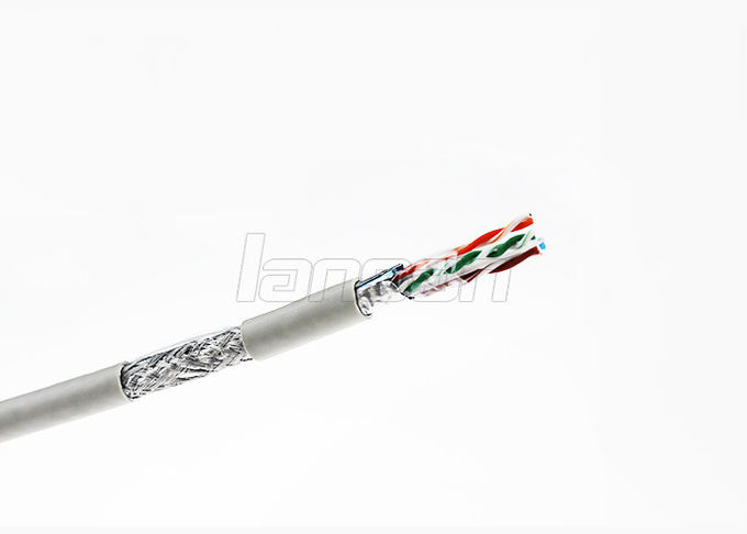Bare Copper 0.57mm Conductor Cat6 SFTP Cable HDPE Insulation 0